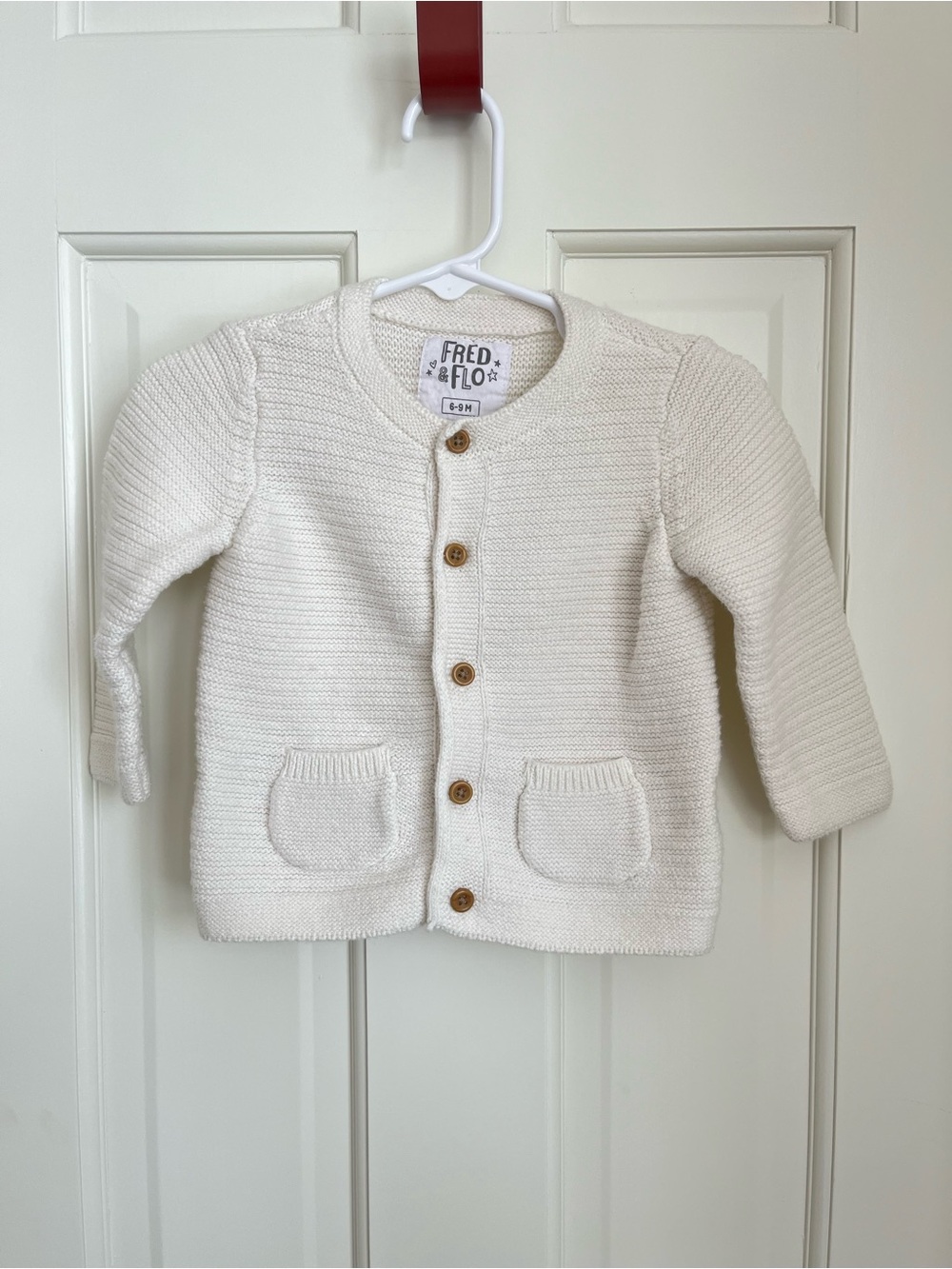 Cream Knit Fred & Flo Button-Front Baby Cardigan